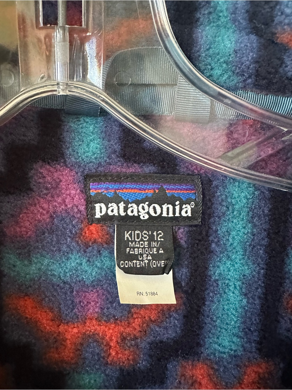 Vintage Patagonia Made in USA Kids Size 12 Patterned Fleece Pullover - Picture 3 of 6